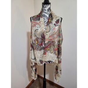 Accents By Lavello Convertible Vest One Size Tan Paisley Chiffon